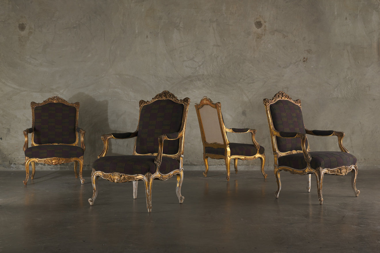 SET OF 4 LOUIS XV FAUTEUIL CHAIRS